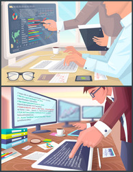 business analytics and programming process banner vector image