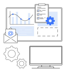 digital workspace with graphs email checklist vector image