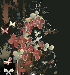 Grunge floral background vector