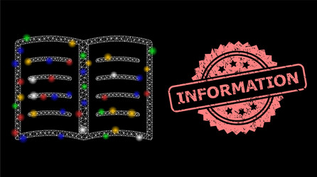 scratched information seal and net open book vector image