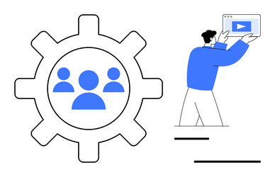 collaborative teamwork and digital content vector image