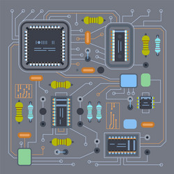 computer ic chip template microchip on detailed vector