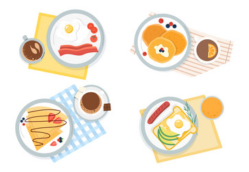 four assorted servings breakfast Vector Image