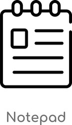 outline notepad icon isolated black simple line vector image