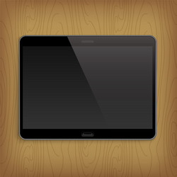 realistic tablet on table vector