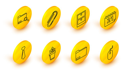 set line computer mouse document folder flowers vector image
