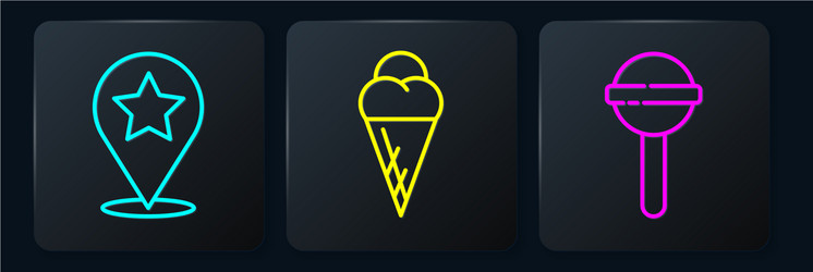 set line map pointer with star lollipop and ice vector image