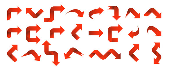 set red arrow 3d icons pointing up down left right vector image