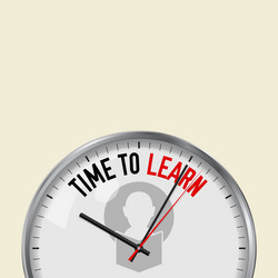 time to learn white clock with motivational vector image