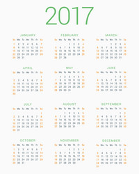 calendar for 2017 year on white background week vector image