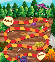 counting numbers game template with dinosaur theme vector image