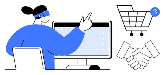 person using augmented reality to interact vector image