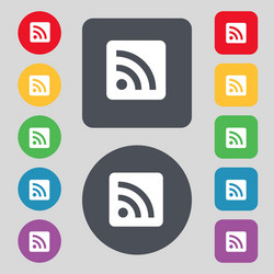 rss feed icon sign a set of 12 colored buttons vector image