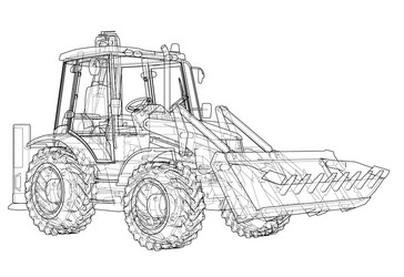 sketch of loading shovel with back actor vector