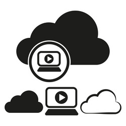 cloud computing and multimedia icons online video vector image