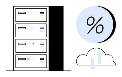 data center server rack with disk usage percentage vector image