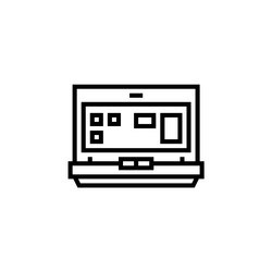 laptop icon computer component outline style vector image