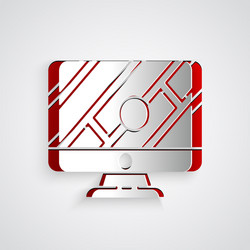 paper cut computer monitor and folded map vector image