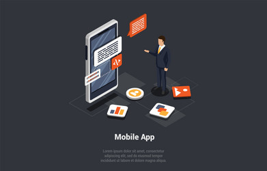 Process of mobile application development vector