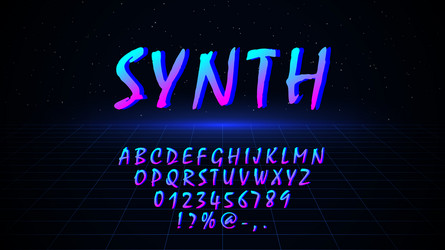 80s Synthwave Font - Retro Grid vector image