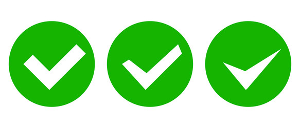 a set of check mark icons in various shapes vector image