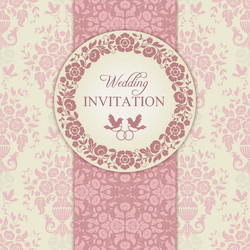 Baroque wedding invitation pink and beige vector