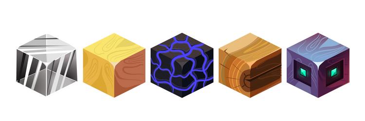game blocks and cubes of different material vector image