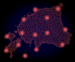 polygonal wire frame mesh map of estonia with red vector image