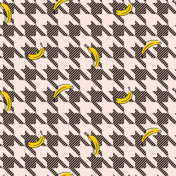 Seamless pattern with houndstooth and banana vector