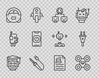set line robot drone artificial intelligence vector image