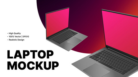 two laptops in rotated position realistic device vector image