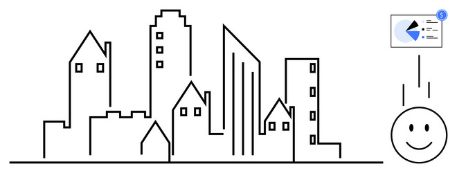 urban cityscape with smiling face and digital data vector image
