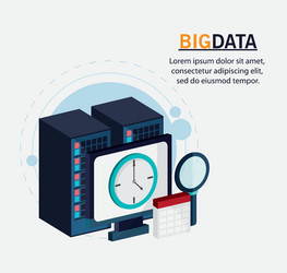 big data center base and web hosting icon set vector image