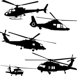Black Helicopter Silhouettes Set Vector Image