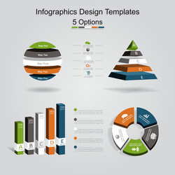 set of infographics design template with 5 options vector image