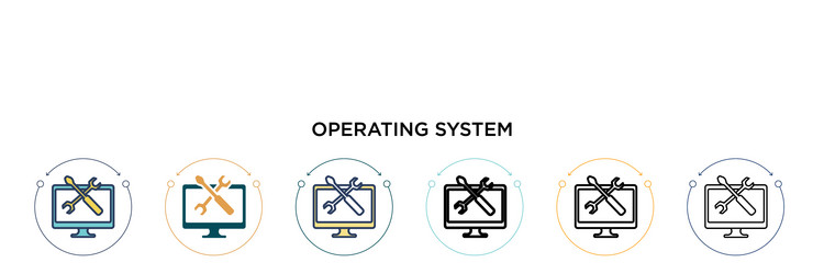 Operating system icon in filled thin line outline vector