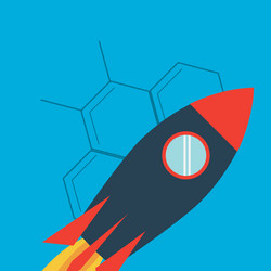 rocket with science related icons image vector image