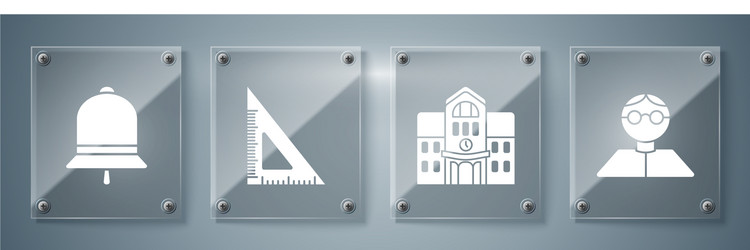 set student school building triangular ruler vector image