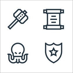 video game elements line icons linear set quality vector image