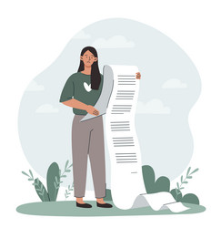 Woman with big document vector