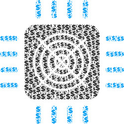 Asic processor composition of dollar and dots vector