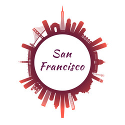 Colorful San Francisco Skyline Vector Image