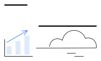 growth graph with upward arrow next to outlined vector image