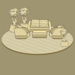 chairs table and flowers in pot on terrace o Vector Image