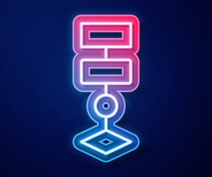 glowing neon line algorithm icon isolated on blue vector image