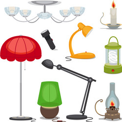 lamps and lights chandelier flashlight vector