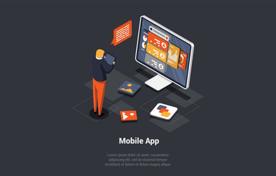 mobile application development and presentation vector