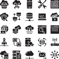 network and cloud computing icons set vector image