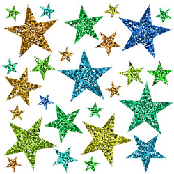 Red green blue and yellow stars vector