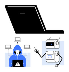 cybersecurity threats and solutions hacker attacks vector image